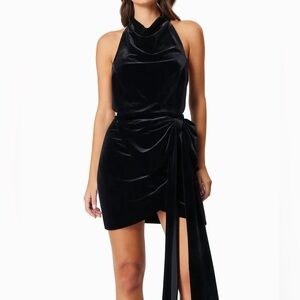 Elliatt Black Asymmetrical Velvet Dress